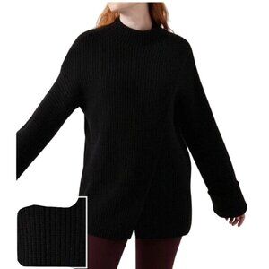 Athleta Azalea Sweater Black Merino Wool Cashmere Blend Heavyweight Size S